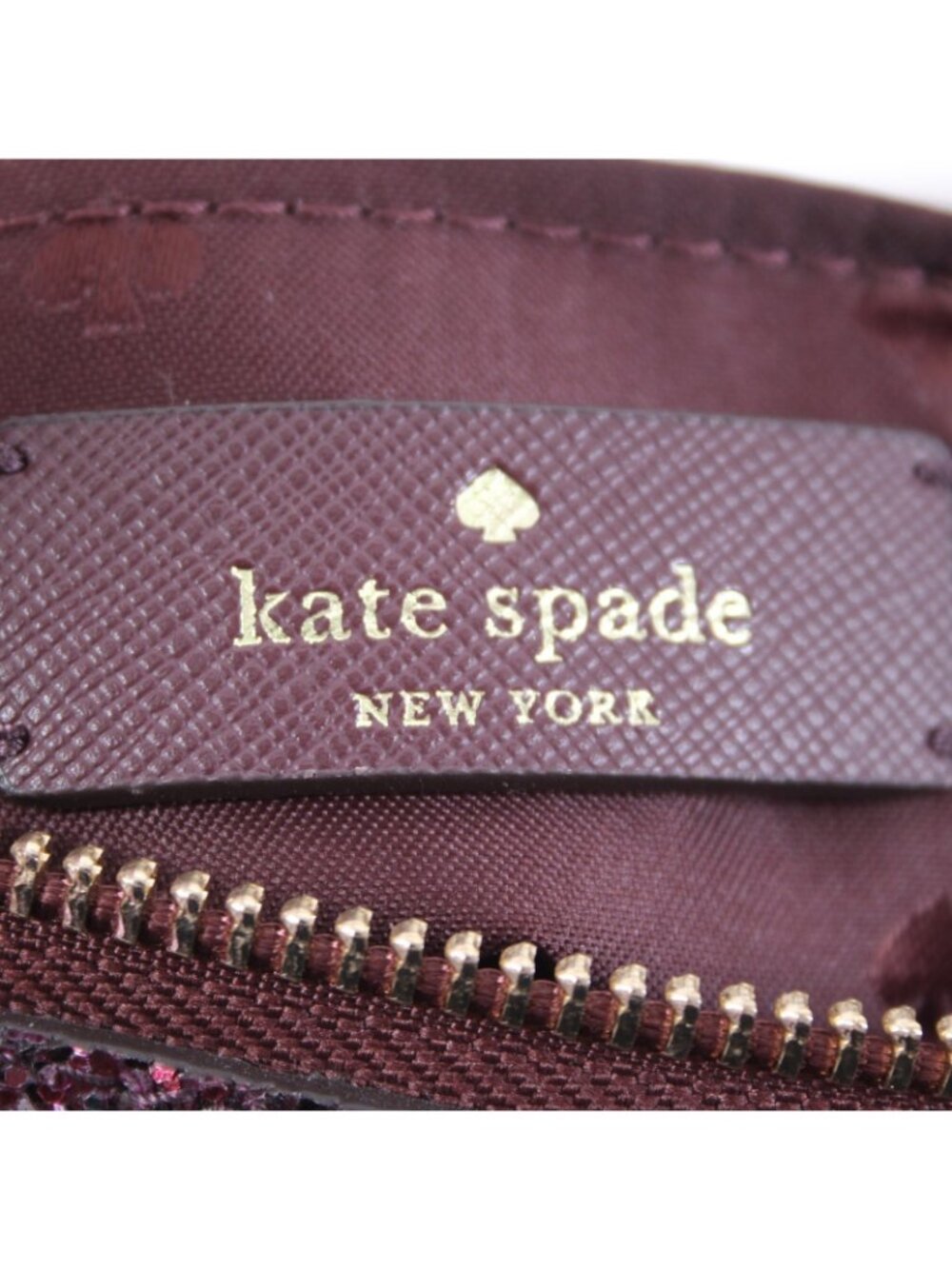 Kate Spade Purse 7 x 10 x 4 Purple Glitter Two Handle Inner Pocket Leather Purse - Picture 8 of 8